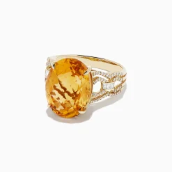 BH Multi Sunset 14K Yellow Gold Citrine and Diamond Cocktail Ring, 9.72 TCW | Rings
