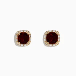BH Multi Sunset 14K Yellow Gold Garnet and Diamond Stud Earrings | Earrings