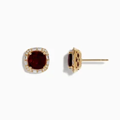 BH Multi Sunset 14K Yellow Gold Garnet and Diamond Stud Earrings | Earrings