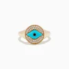 BH Multi Terra 14K Yellow Gold Turquoise and Diamond Evil Eye Ring | Rings