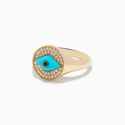 BH Multi Terra 14K Yellow Gold Turquoise and Diamond Evil Eye Ring | Rings