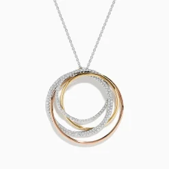 BH Multi Trio 14K 3-Color Gold Diamond Crossover Pendant | Necklaces & Pendants