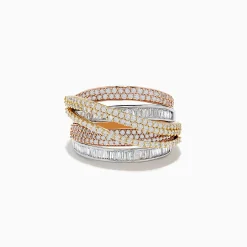 BH Multi Trio 14K Three Tone Diamond Crossover Ring | Rings