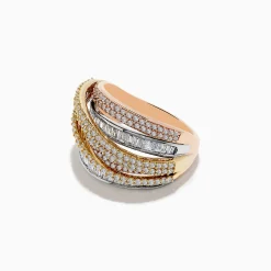 BH Multi Trio 14K Three Tone Diamond Crossover Ring | Rings