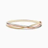 Effy Jewelry Trio 14K Three-Tone Gold Diamond Bangle 0.29 TCW | Bracelets