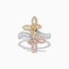 Effy Jewelry Trio 14K Three-Tone Gold Diamond Butterfly Bypass Ring | Rings
