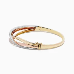 Effy Jewelry Trio 14K Three-Tone Gold Diamond Bangle 0.29 TCW | Bracelets