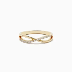 Effy Jewelry Trio 14K 3-Tone Gold Diamond Stackable Crossover Rings Set of 3 | Rings