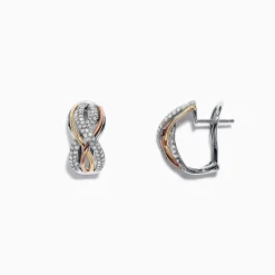 Effy Jewelry Trio 14K Tri Color Gold 1/2" French Clip Diamond Earrings, 0.55 TCW | Earrings