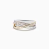 Effy Jewelry Trio 14K Tri Color Gold Crossover Diamond Band, 0.72 TCW | Rings