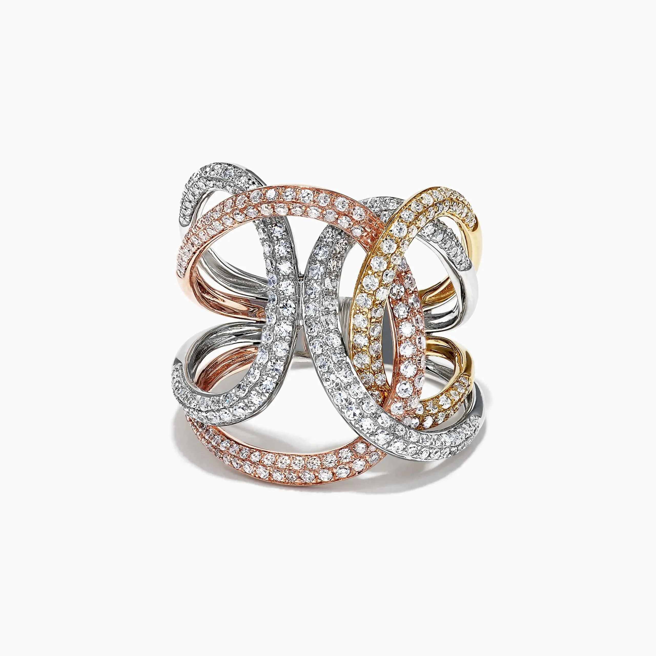 Effy Jewelry Trio 14K Tri Color Gold Diamond Ring, 1.33 TCW | Rings