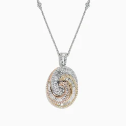BH Multi Trio 14K Tri Color Gold Diamond Swirl Pendant, 1.28 TCW | Necklaces & Pendants