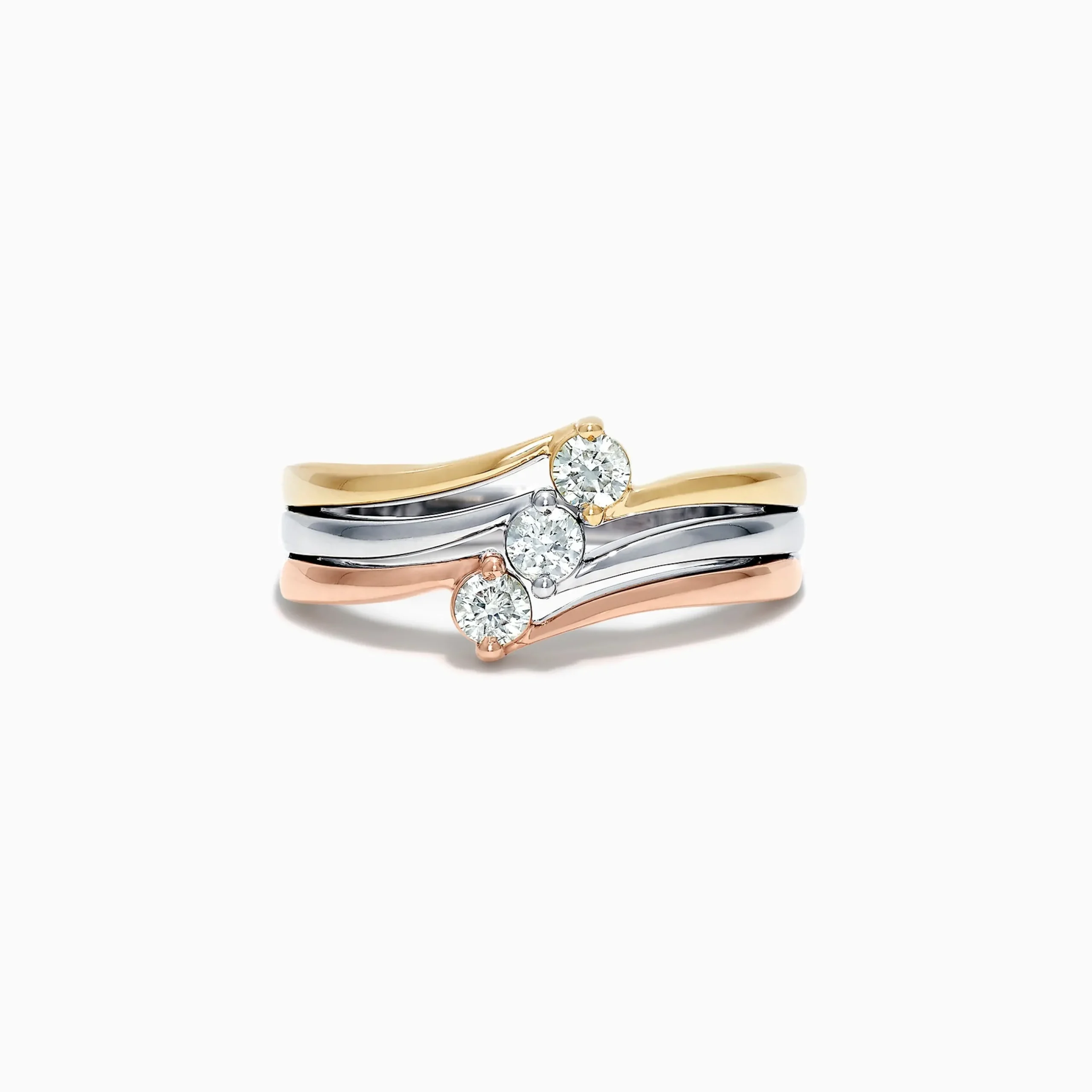 Effy Jewelry Trio 14K Tri Color Gold Diamond Ring, 0.32 TCW | Rings