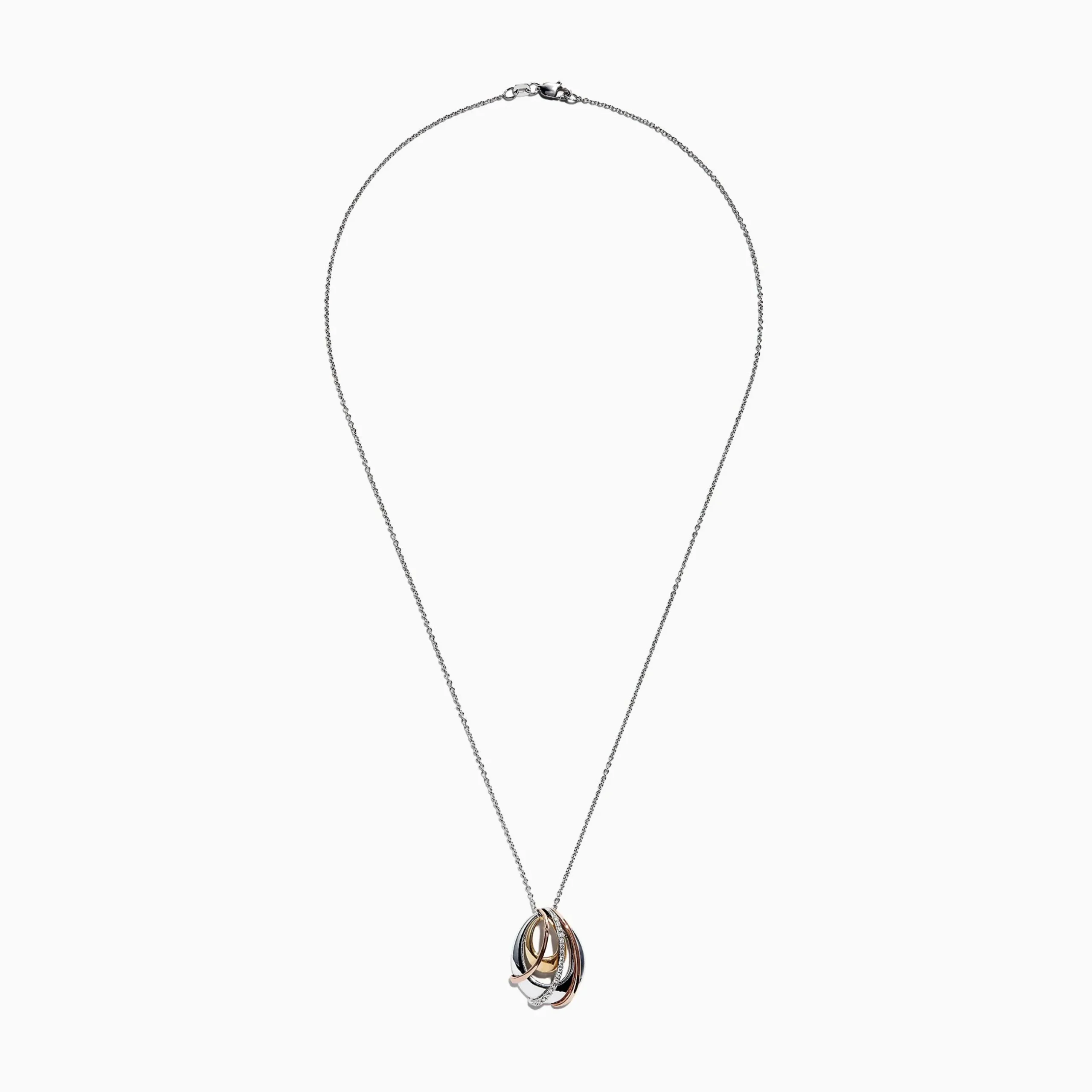 Effy Jewelry Trio 14K Tri Color Gold Diamond Pendant, 0.11 TCW | Necklaces & Pendants