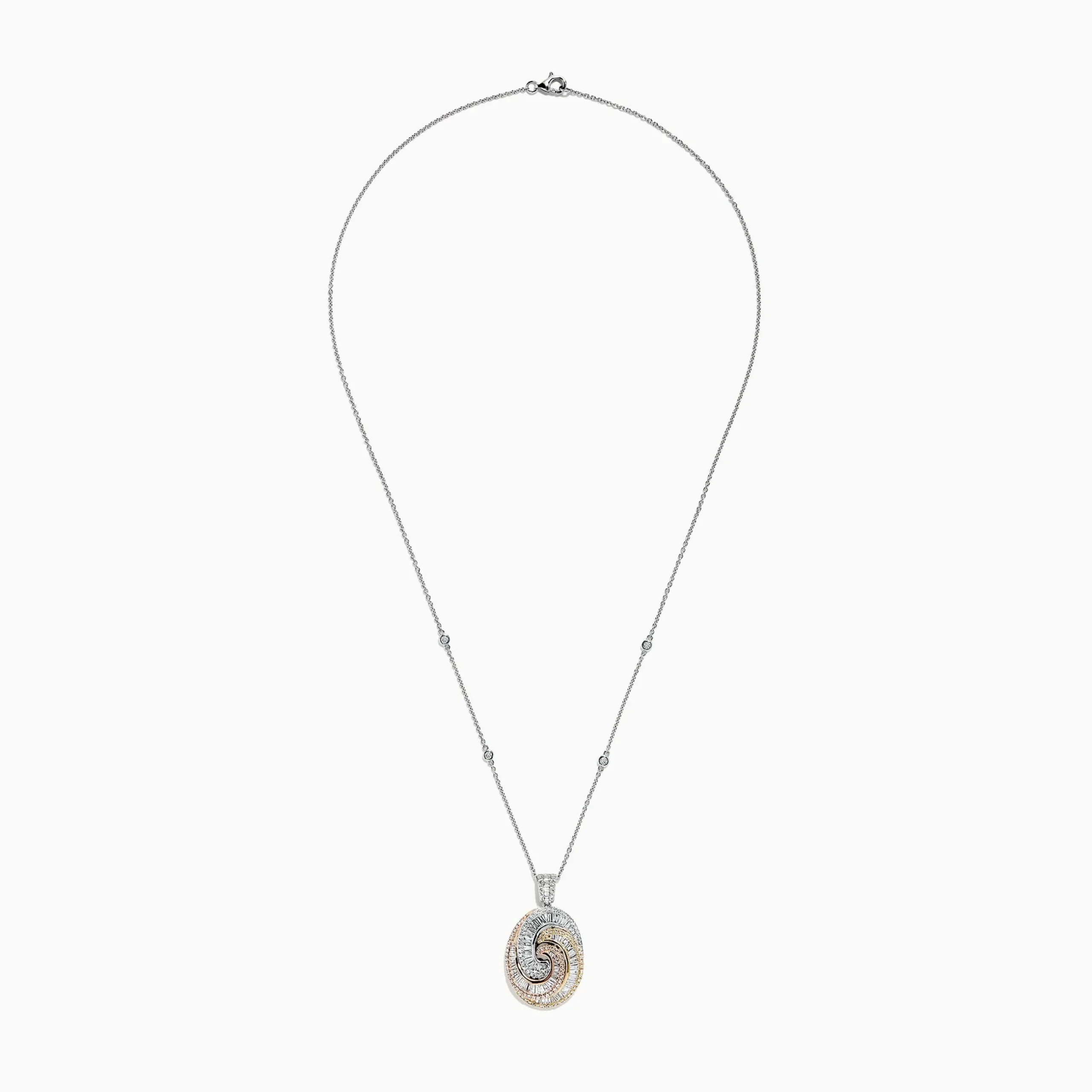BH Multi Trio 14K Tri Color Gold Diamond Swirl Pendant, 1.28 TCW | Necklaces & Pendants