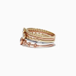 Effy Jewelry Trio 14K Tri Color Gold Diamond 5 Stack Ring, 0.61 TCW | Rings