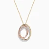 BH Multi Trio 14K Tri Tone Gold Diamond Oval Crossover Pendant, 0.43 TCW | Necklaces & Pendants