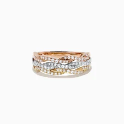 BH Multi Trio 14K Tri Tone Gold Diamond Ring, 0.34 TCW | Rings
