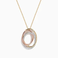 BH Multi Trio 14K Tri Tone Gold Diamond Oval Crossover Pendant, 0.43 TCW | Necklaces & Pendants