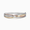 Effy Jewelry Trio 14K Tri-Color Gold Diamond Crossover Bangle, 1.03 TCW | Bracelets