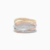 Effy Jewelry Trio 14K Tri-Color Gold Pave Diamond Crossover Ring, 0.54 TCW | Rings