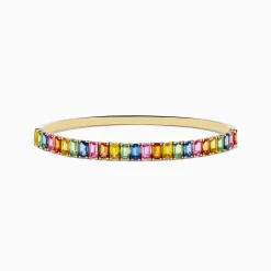 Effy Jewelry Watercolor 14k Yellow Gold Emerald Cut Multi Sapphire Bangle | Bracelets