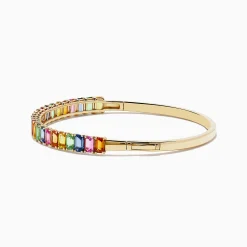 Effy Jewelry Watercolor 14k Yellow Gold Emerald Cut Multi Sapphire Bangle | Bracelets
