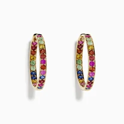 Effy Jewelry Watercolor 14k Yellow Gold Multi Sapphire Hoop Earrings | Earrings
