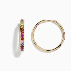 Effy Jewelry Watercolor 14k Yellow Gold Multi Sapphire Hoop Earrings | Earrings