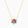 BH Multi Watercolors 14K Gold Multi Sapphire and Diamond Flower Necklace | Necklaces & Pendants
