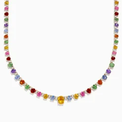 Effy Jewelry Watercolors 14K Gold Multi Sapphire and Diamond Necklace | Necklaces & Pendants