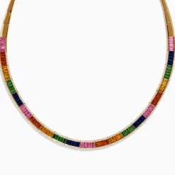 Effy Jewelry Watercolors 14K Gold Multi Sapphire and Diamond Necklace | Necklaces & Pendants
