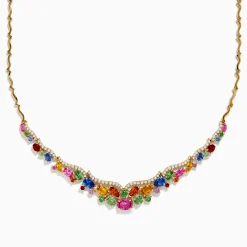 Effy Jewelry Watercolors 14K Gold Multi Sapphire and Diamond Necklace | Necklaces & Pendants