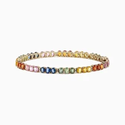 Effy Jewelry Watercolors 14K Gold Multi Sapphire u0026 Diamond Tennis Bracelet, 9.73 TW | Bracelets