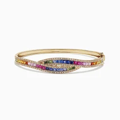 Effy Jewelry Watercolors 14K Gold Multi Sapphire and Diamond Bangle, 4.17 TCW | Bracelets