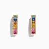 BH Multi Watercolors 14K Gold Multi Sapphire u0026 Diamond 3/4" Hoop Earrings, 2.63 TCW | Earrings