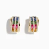 Effy Jewelry Watercolors 14K Gold Multi Sapphire and Diamond Hoop Earrings | Earrings