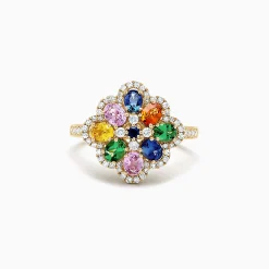 Effy Jewelry Watercolors 14K Gold Multi Sapphire and Diamond Ring, 1.91 TCW | Rings