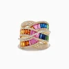 Effy Jewelry Watercolors 14K Gold Multi Sapphire u0026 Diamond Crossover Ring | Rings