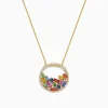 BH Multi Watercolors 14K Gold Multi Sapphire and Diamond Pendant, 1.65 TCW | Necklaces & Pendants