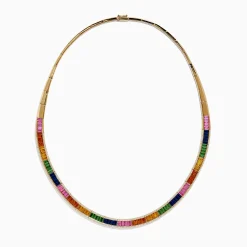 Effy Jewelry Watercolors 14K Gold Multi Sapphire and Diamond Necklace | Necklaces & Pendants