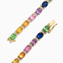 Effy Jewelry Watercolors 14K Gold Multi Sapphire and Diamond Bracelet, 8.96 TCW | Bracelets