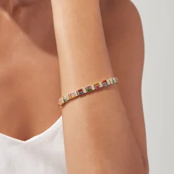 BH Multi Watercolors 14K Gold Multi Sapphire and Diamond Bracelet, 16.10 TCW | Bracelets
