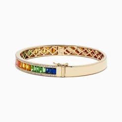 Effy Jewelry Watercolors 14K Gold Multi Sapphire and Diamond Bangle | Bracelets