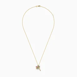 BH Multi Watercolors 14K Gold Multi Sapphire and Diamond Palm Tree Pendant | Necklaces & Pendants
