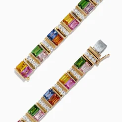 BH Multi Watercolors 14K Gold Multi Sapphire and Diamond Bracelet, 16.10 TCW | Bracelets