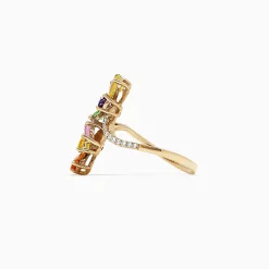 Effy Jewelry Watercolors 14K Gold Multi Sapphire and Diamond Floral Ring, 3.03 TCW | Rings