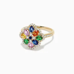 Effy Jewelry Watercolors 14K Gold Multi Sapphire and Diamond Ring, 1.91 TCW | Rings