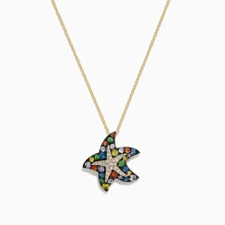BH Multi Watercolors 14K Gold Sapphire u0026 Diamond Starfish Pendant, 1.19 TCW | Necklaces & Pendants