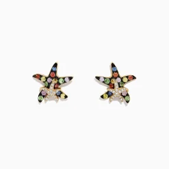 Effy Jewelry Watercolors 14K Gold Sapphire u0026 Diamond Starfish Stud Earrings, 0.76 TCW | Earrings